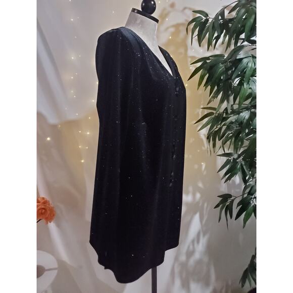 Vtg JBS LTD Velvet Sparkle Dot Button Tunic Top Womens Plus Size 1X Whimsygoth - Picture 4 of 10